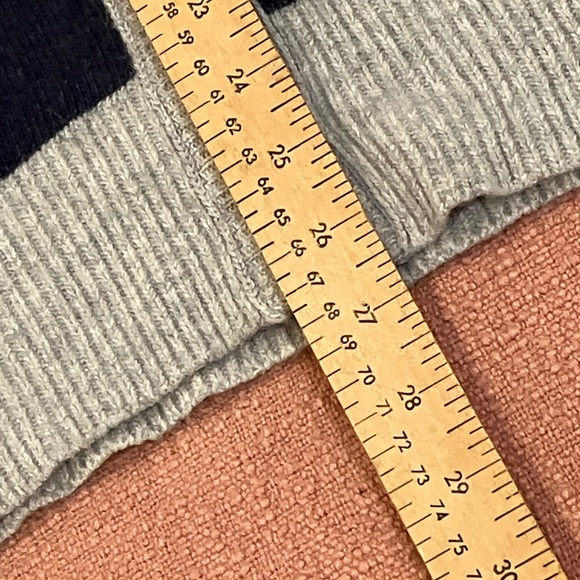 Abercrombie & Fitch soft rabbit hair blend Blue & Gray Striped Cardigan - Picture 8 of 16